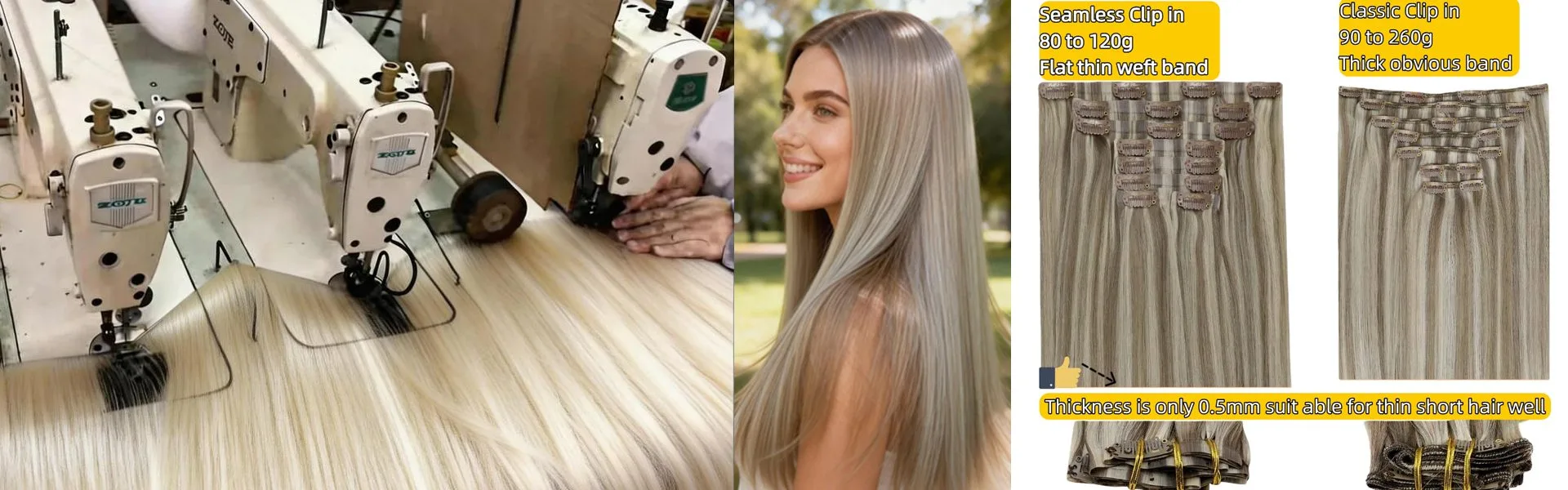 Prenda em extensões de cabelo