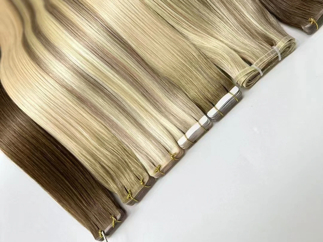 Pedido de extensões de cabelo com fita premium concluído e enviado para cliente do Reino Unido